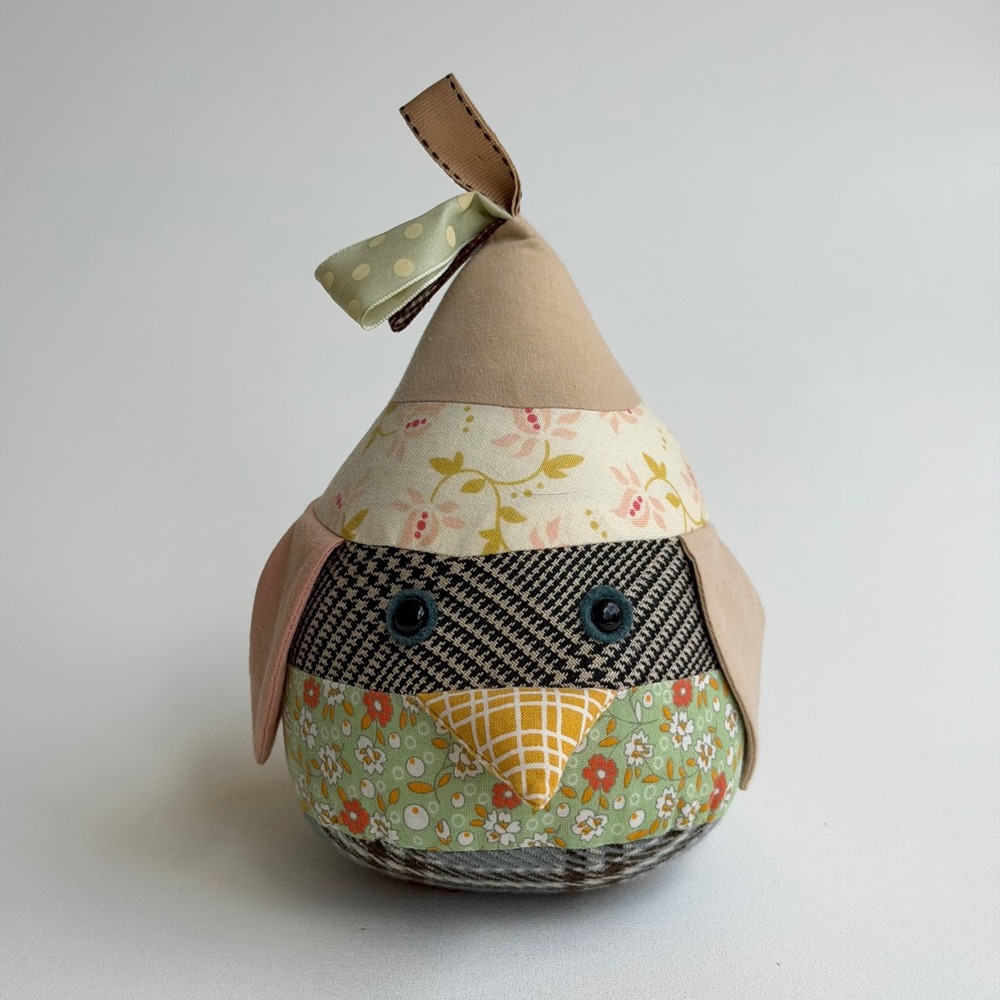 Handmade PlaiderPillar Teardrop Bird Plush Toy Multicolor‎ Patchwork Cottagecore